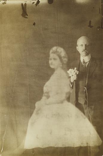 (SPIRIT PHOTOGRAPHY) Group of 3 spirit photographs, including one featuring the spiritual presence of the former First Lady, Mary Todd
